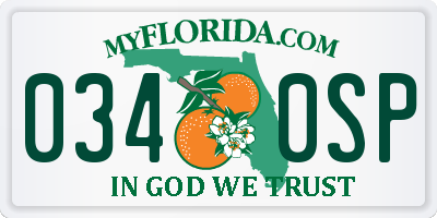 FL license plate 0340SP