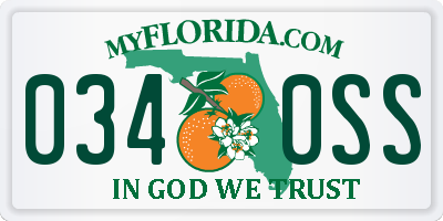 FL license plate 0340SS