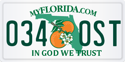 FL license plate 0340ST