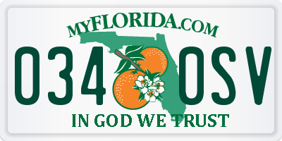 FL license plate 0340SV