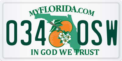 FL license plate 0340SW