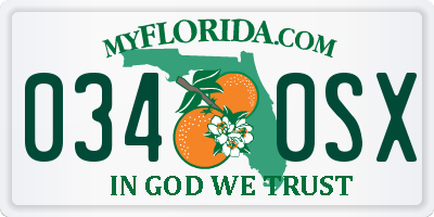 FL license plate 0340SX