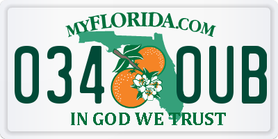 FL license plate 0340UB