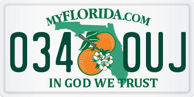 FL license plate 0340UJ
