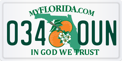FL license plate 0340UN