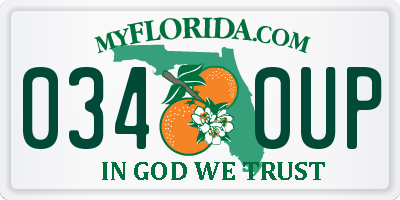 FL license plate 0340UP
