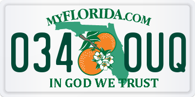 FL license plate 0340UQ