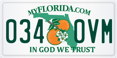 FL license plate 0340VM