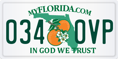 FL license plate 0340VP