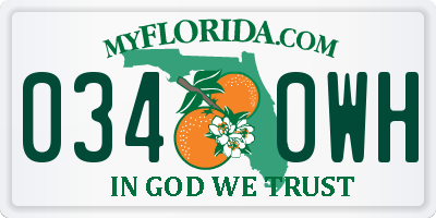FL license plate 0340WH