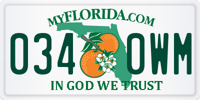 FL license plate 0340WM