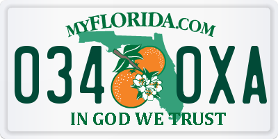 FL license plate 0340XA
