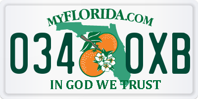 FL license plate 0340XB