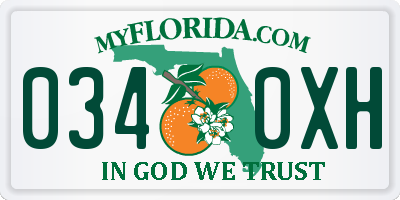 FL license plate 0340XH