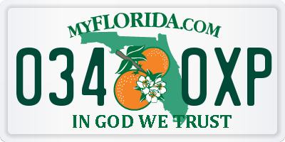 FL license plate 0340XP