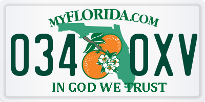 FL license plate 0340XV