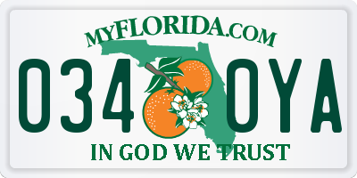 FL license plate 0340YA