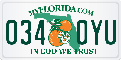 FL license plate 0340YU