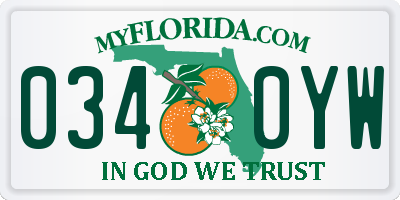 FL license plate 0340YW