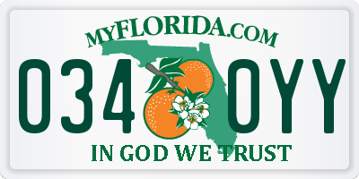 FL license plate 0340YY