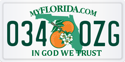 FL license plate 0340ZG