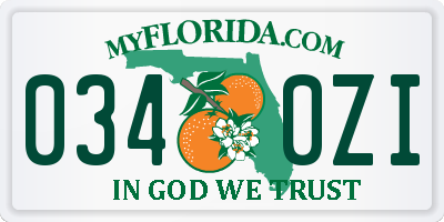 FL license plate 0340ZI