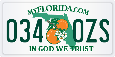 FL license plate 0340ZS