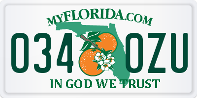FL license plate 0340ZU