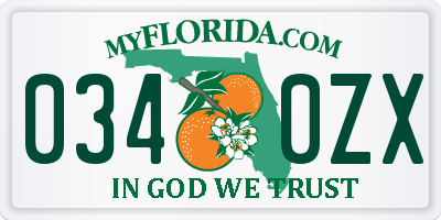 FL license plate 0340ZX