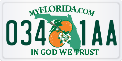 FL license plate 0341AA