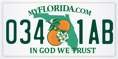 FL license plate 0341AB