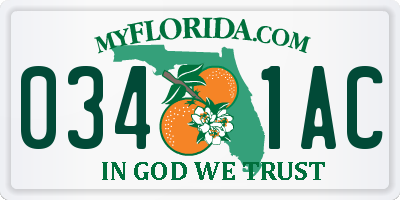FL license plate 0341AC