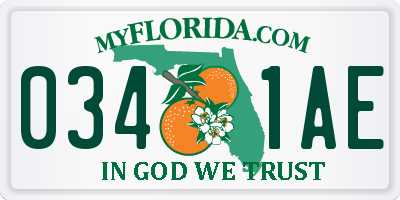 FL license plate 0341AE