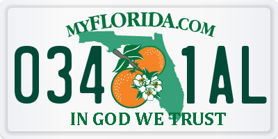 FL license plate 0341AL