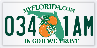 FL license plate 0341AM