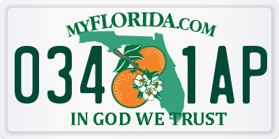 FL license plate 0341AP