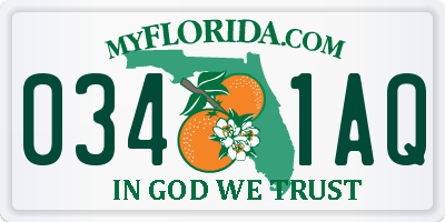 FL license plate 0341AQ
