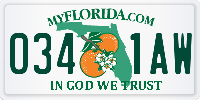 FL license plate 0341AW