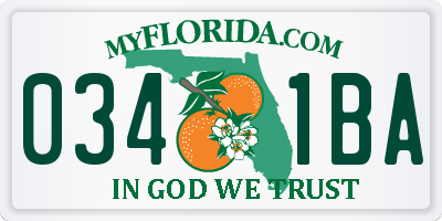 FL license plate 0341BA