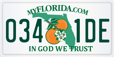 FL license plate 0341DE