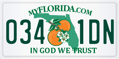 FL license plate 0341DN