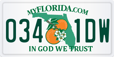 FL license plate 0341DW