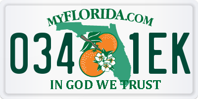 FL license plate 0341EK