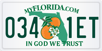 FL license plate 0341ET