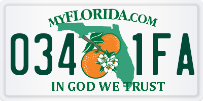 FL license plate 0341FA