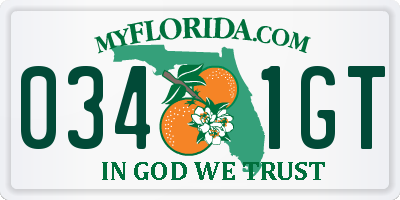FL license plate 0341GT