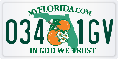 FL license plate 0341GV