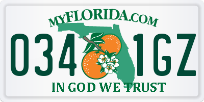 FL license plate 0341GZ