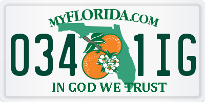 FL license plate 0341IG
