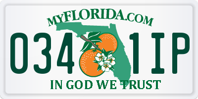 FL license plate 0341IP
